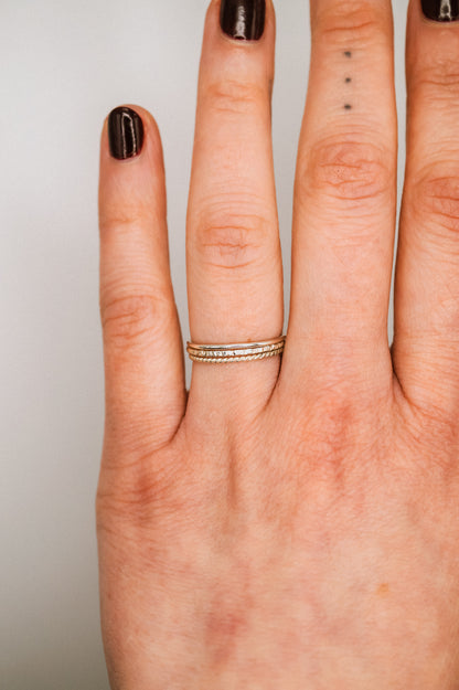 Mixed Texture Set of 3 Stacking Rings, Gold Fill, Rose Gold Fill or Sterling Silver