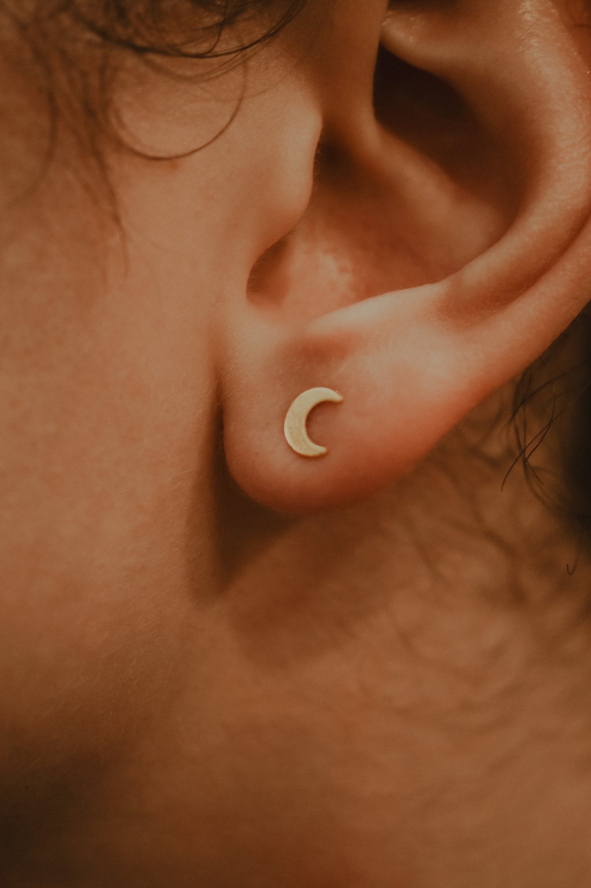 Moon Flat Back Stud Earring