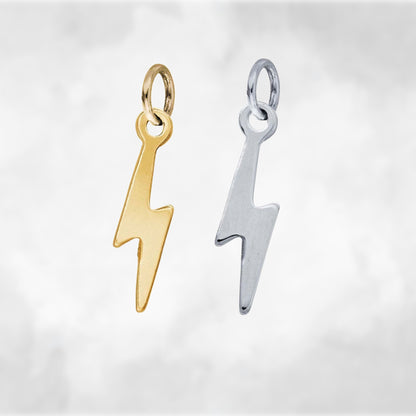 Lightning Bolt Charm, Gold or Silver