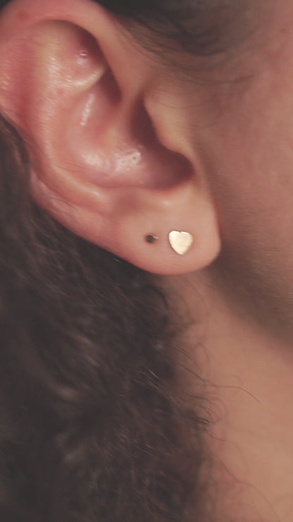 Heart Stud Earrings, Gold Fill