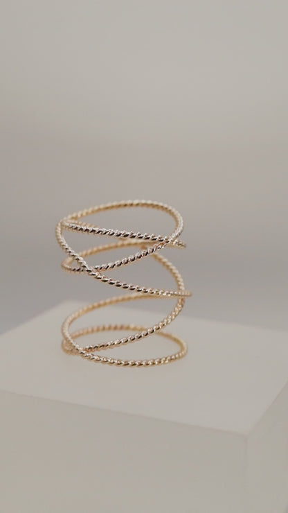 Extra Large Twist Wraparound Ring, Sterling Silver