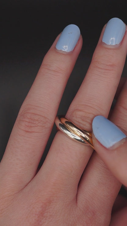 Chunky Interlocking Ring Set of 3, 14K Solid Rose Gold
