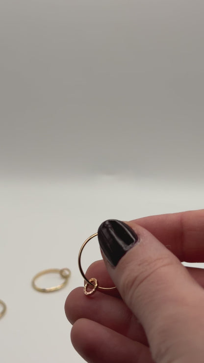 Solitaire Sparkle Link Ring, 14K Rose Gold Fill