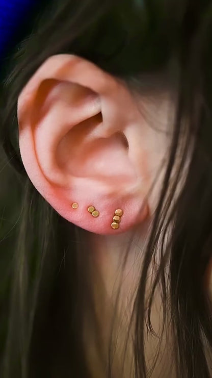Hammered Bead Stud Earrings in Solid Gold