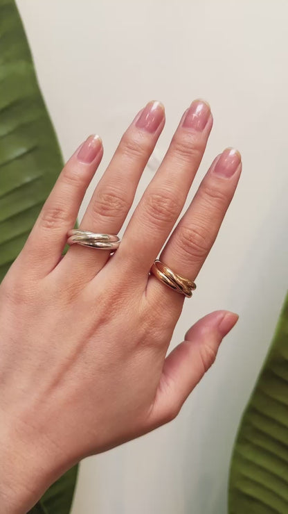Chunky Interlocking Ring Set of 3, Sterling Silver