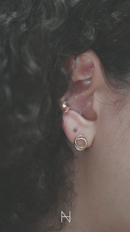 Interlocking Stud Earrings in Solid 14K Gold or Rose Gold