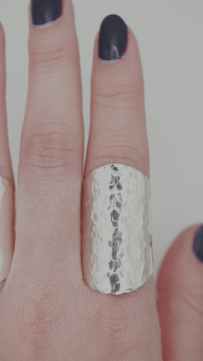 Large Shield Ring, Sterling Silver