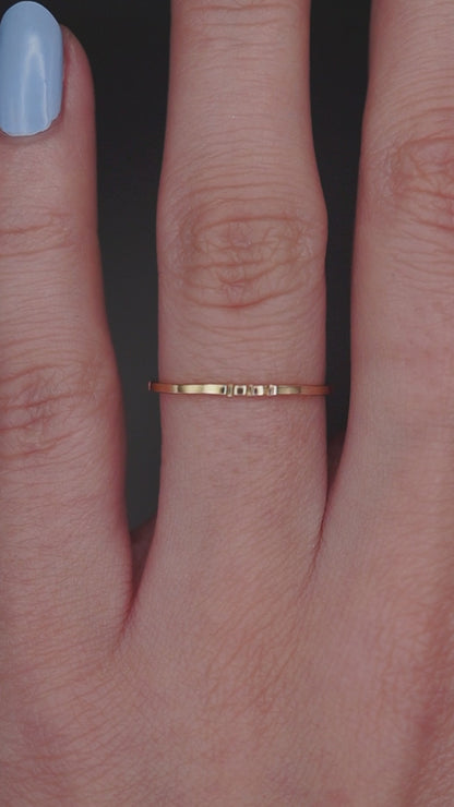 Square Lined Ring, Solid 14K Gold