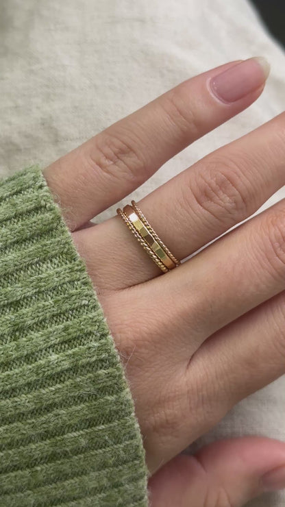 Extra Thick & Twist Set of 3 Stacking Rings, Gold Fill, Rose Gold Fill or Sterling Silver