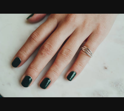 Thin Interlocking Set of 3 Rings, Sterling Silver