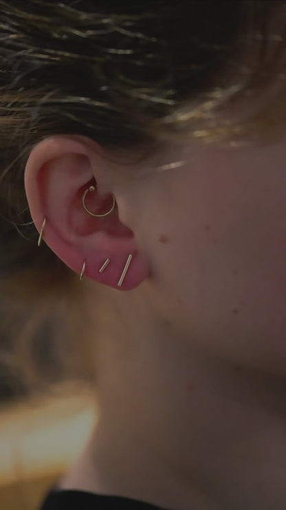 Tiny Bar Flat Back Stud Earring, Solid Gold or Rose Gold