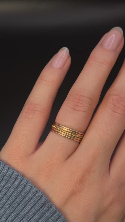The Classic Lined Set of 5 Stacking Rings, Gold Fill, Rose Gold Fill or Sterling Silver