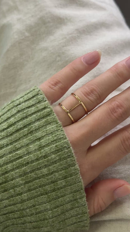Large Cage Ring, Solid 14K Gold