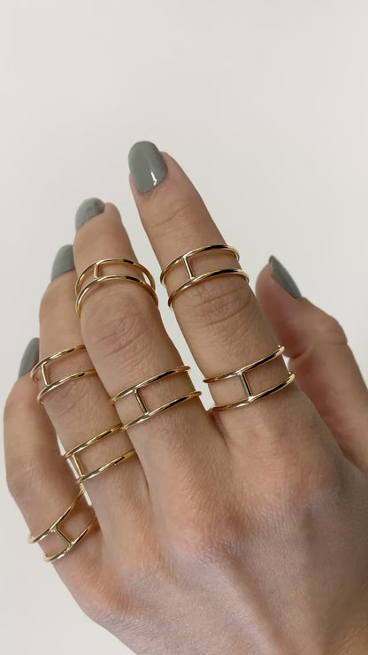 Small Cage Ring, Solid 14K Gold