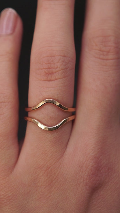 Teardrop Set of 2 Stacking Rings in Gold, Rose Gold or Silver