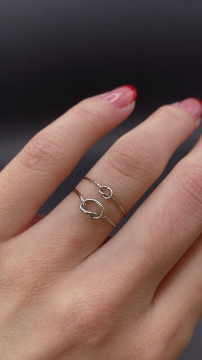 Open Knot Ring, Solid 14K White Gold