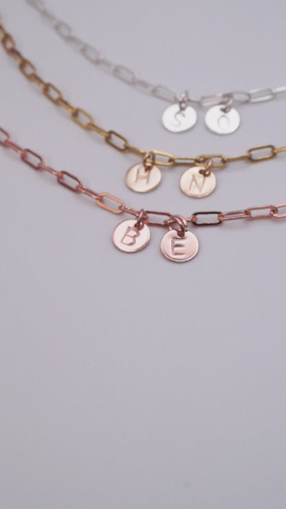 Tiny Monogram Circle Charm, Solid 14K Gold