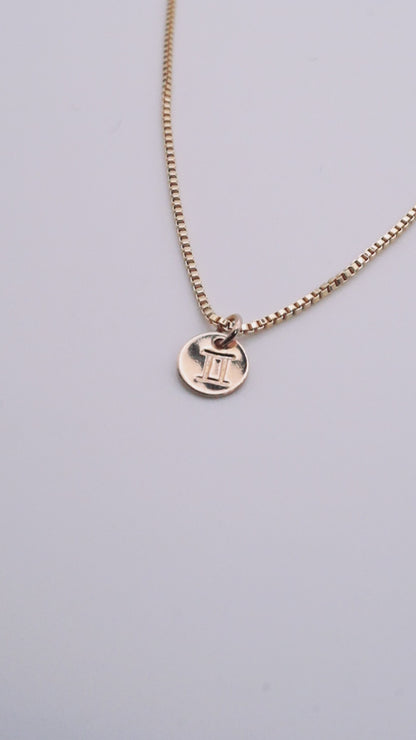 Tiny Zodiac Circle Charm, Solid 14K Gold
