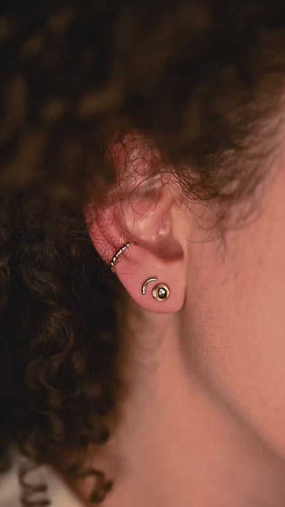 Crater Stud Earrings, Solid Gold or Rose Gold