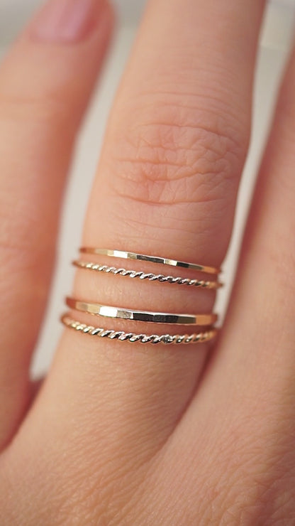 Twist Set of 2 Stacking Rings, 14K Gold Fill