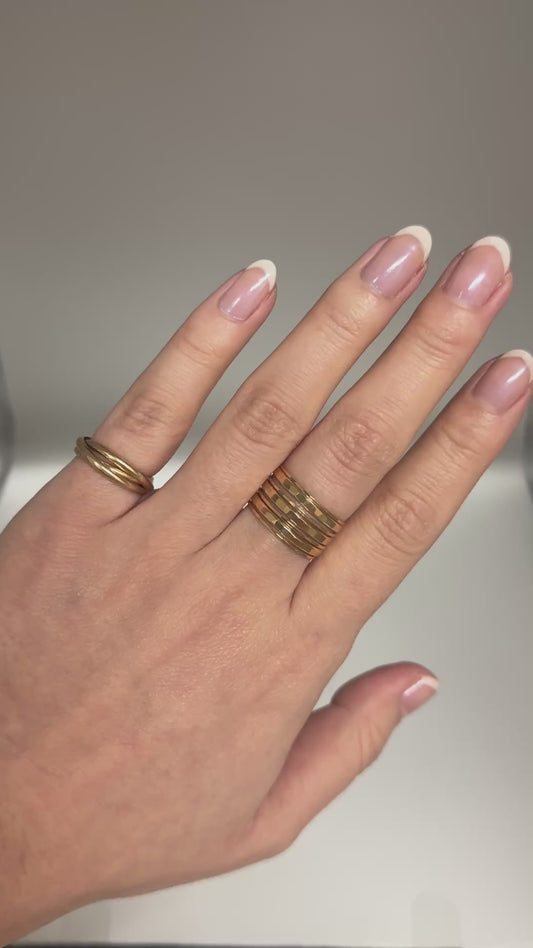 Hammered Thick & Thin Set of 7 Stacking Rings, Gold Fill, Rose Gold Fill or Sterling Silver
