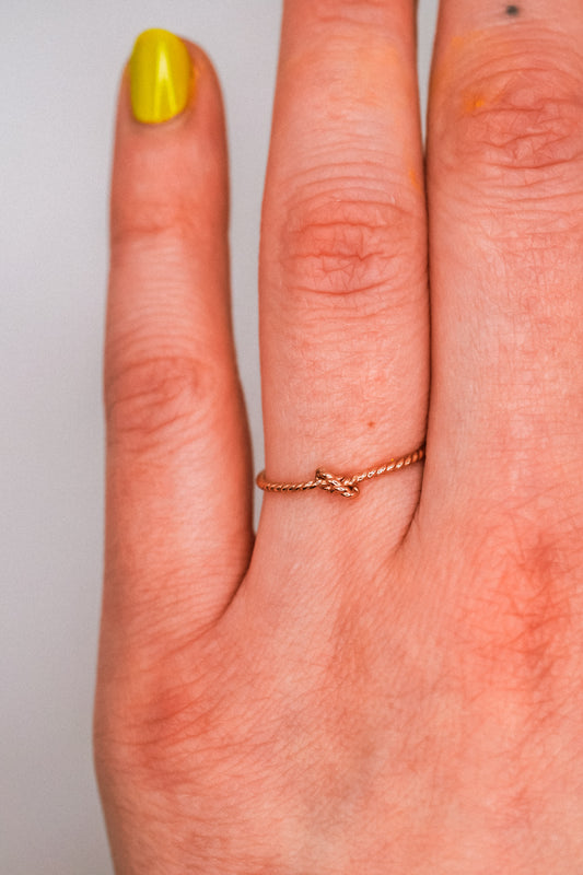 Twist Closed Knot Ring, Solid 14K Rose Gold