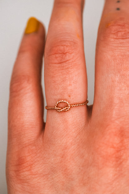 Twist Open Knot Ring, Solid 14K Rose Gold