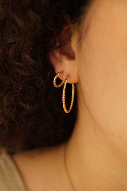 Chunky Twist Hoops in 14K Gold Fill, Rose Gold Fill or Sterling Silver