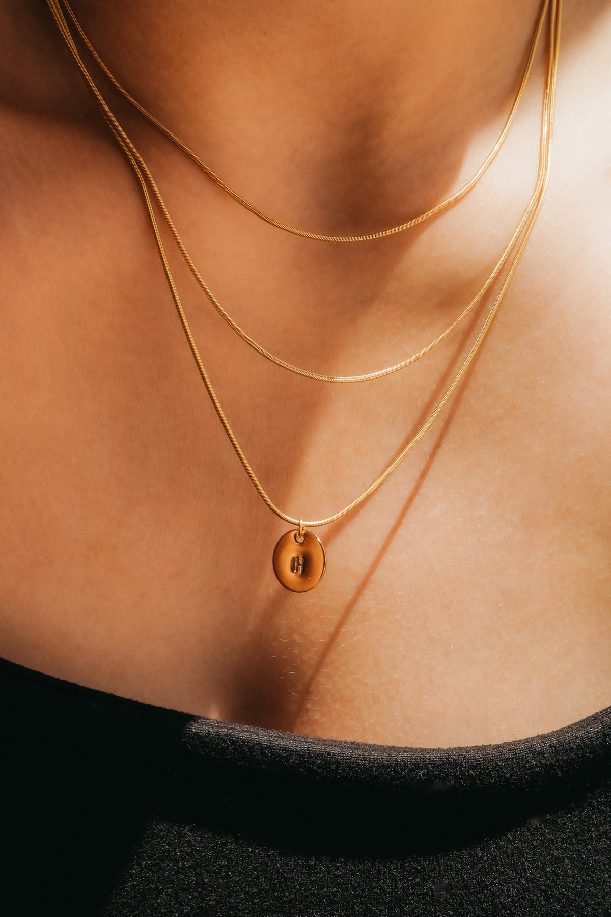Monogram Circle Charm, Solid 14K Gold