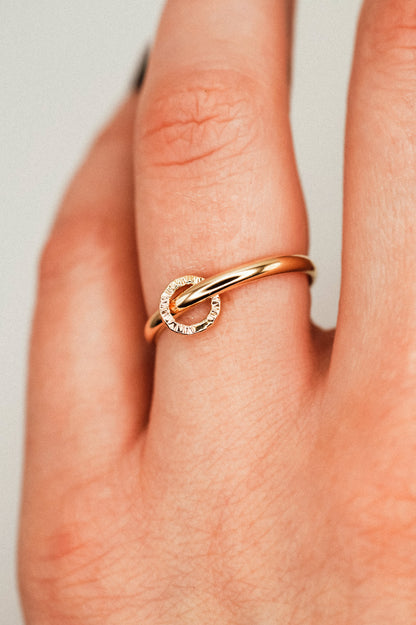 Solitaire Sparkle Link Ring, 14K Gold Fill