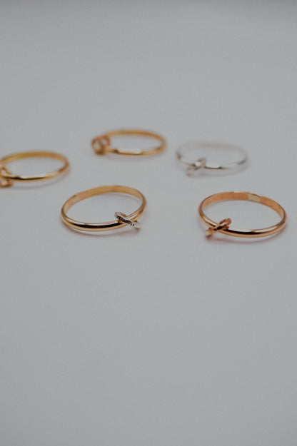 Solitaire Sparkle Link Ring, Mixed Metals