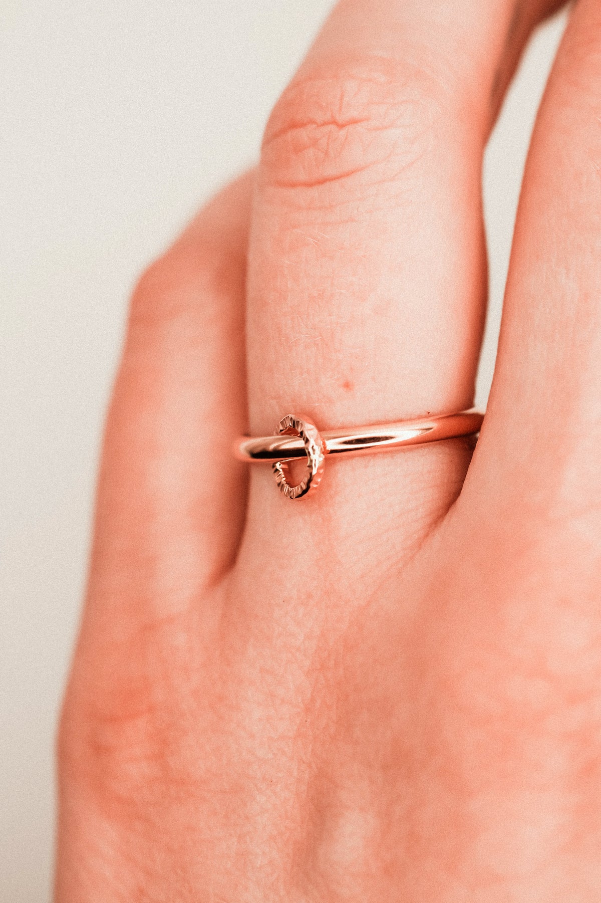 Solitaire Sparkle Link Ring, 14K Rose Gold Fill