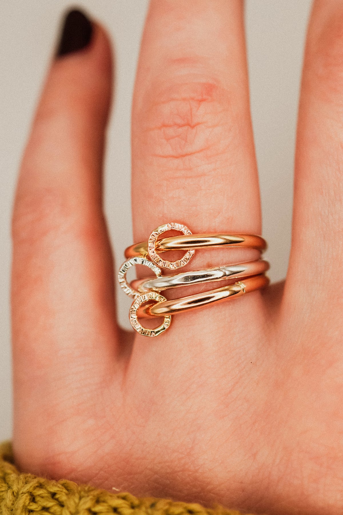 Solitaire Sparkle Link Ring, 14K Gold Fill