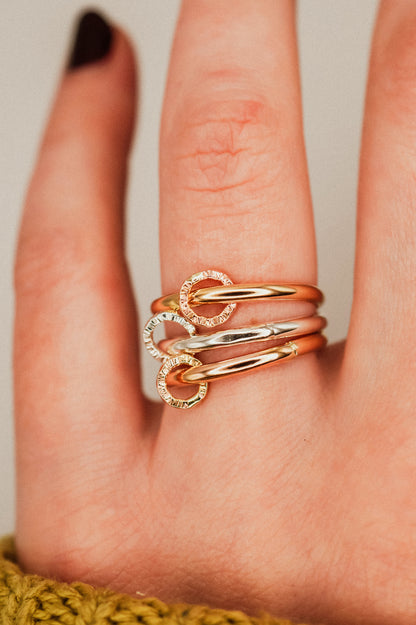 Solitaire Sparkle Link Ring, 14K Gold Fill