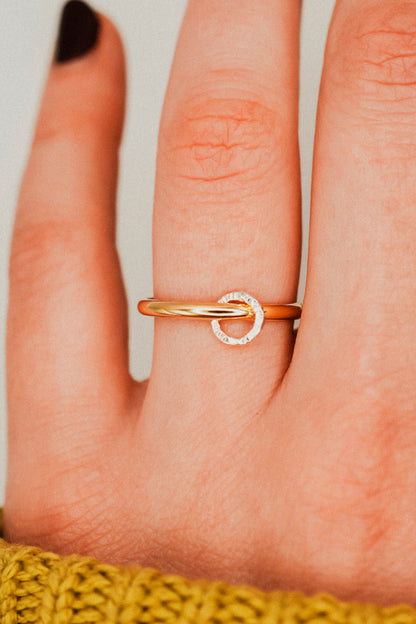 Solitaire Sparkle Link Ring, Mixed Metals