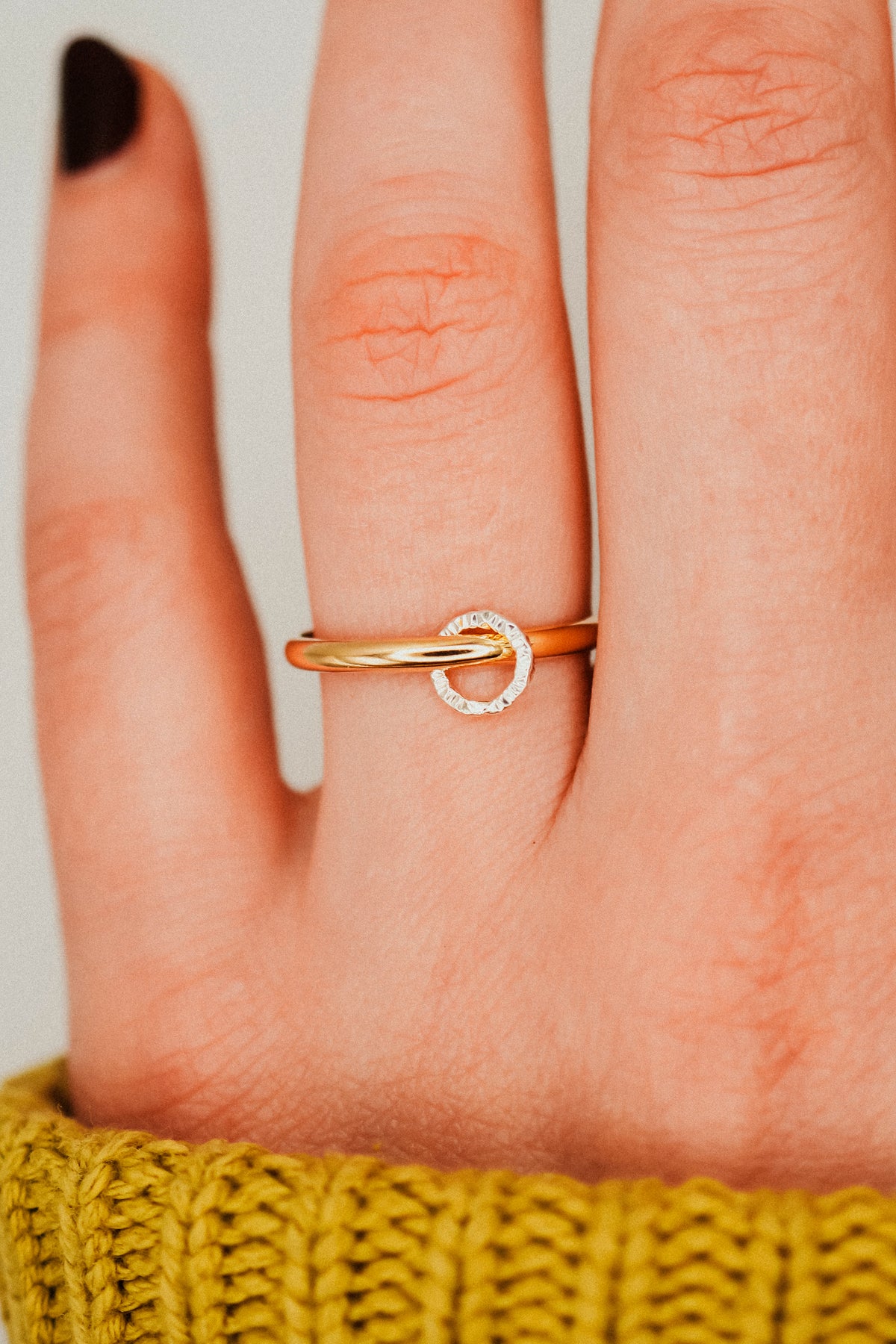 Solitaire Sparkle Link Ring, Mixed Metals