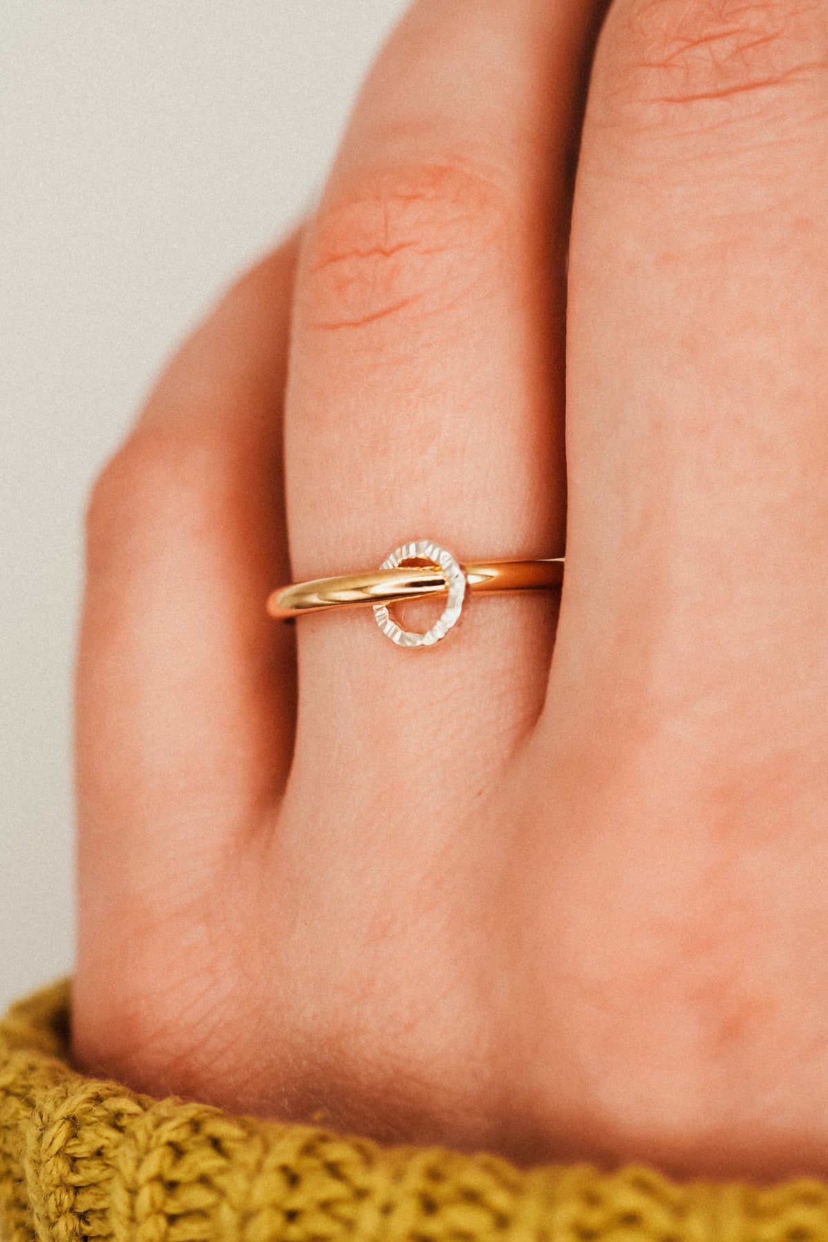 Solitaire Sparkle Link Ring, Mixed Metals