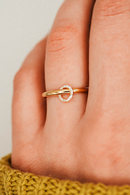 Solitaire Sparkle Link Ring, Mixed Metals