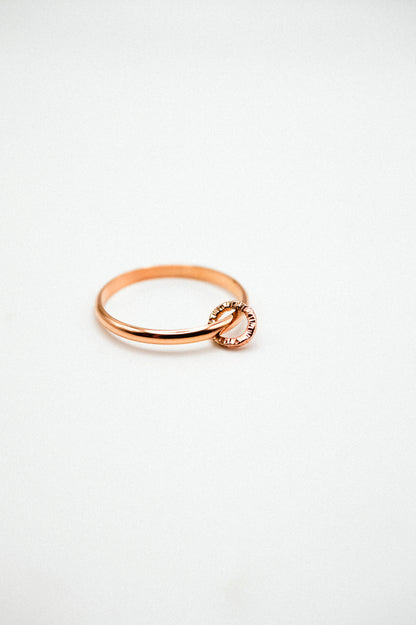 Solitaire Sparkle Link Ring, 14K Rose Gold Fill