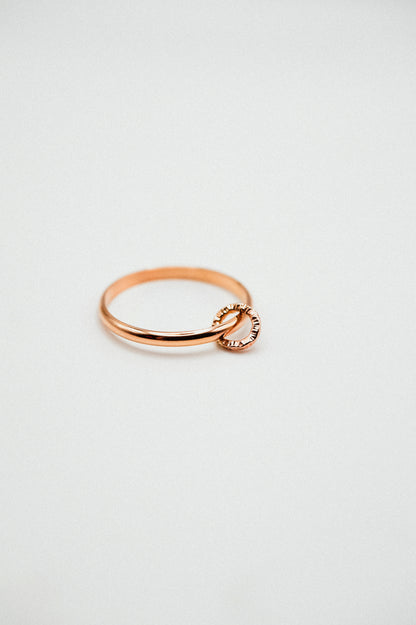 Solitaire Sparkle Link Ring, 14K Rose Gold Fill