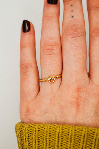 Solitaire Sparkle Link Ring, 14K Gold Fill