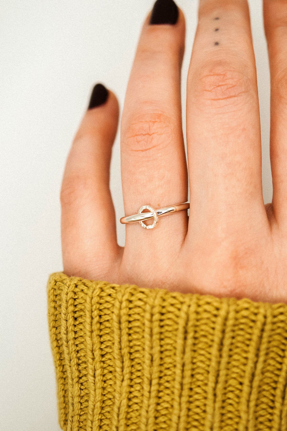 Solitaire Sparkle Link Ring, Sterling Silver
