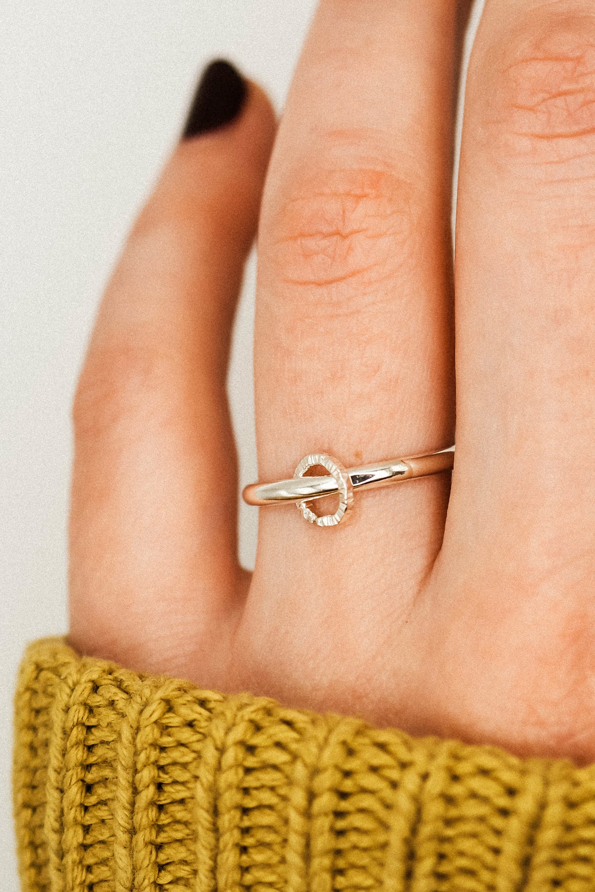 Solitaire Sparkle Link Ring, Sterling Silver