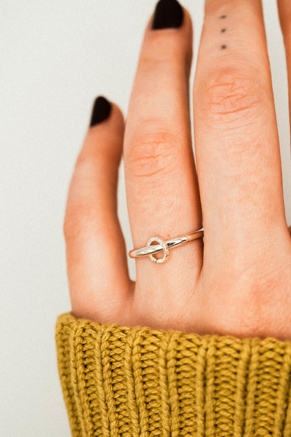 Solitaire Sparkle Link Ring, Sterling Silver