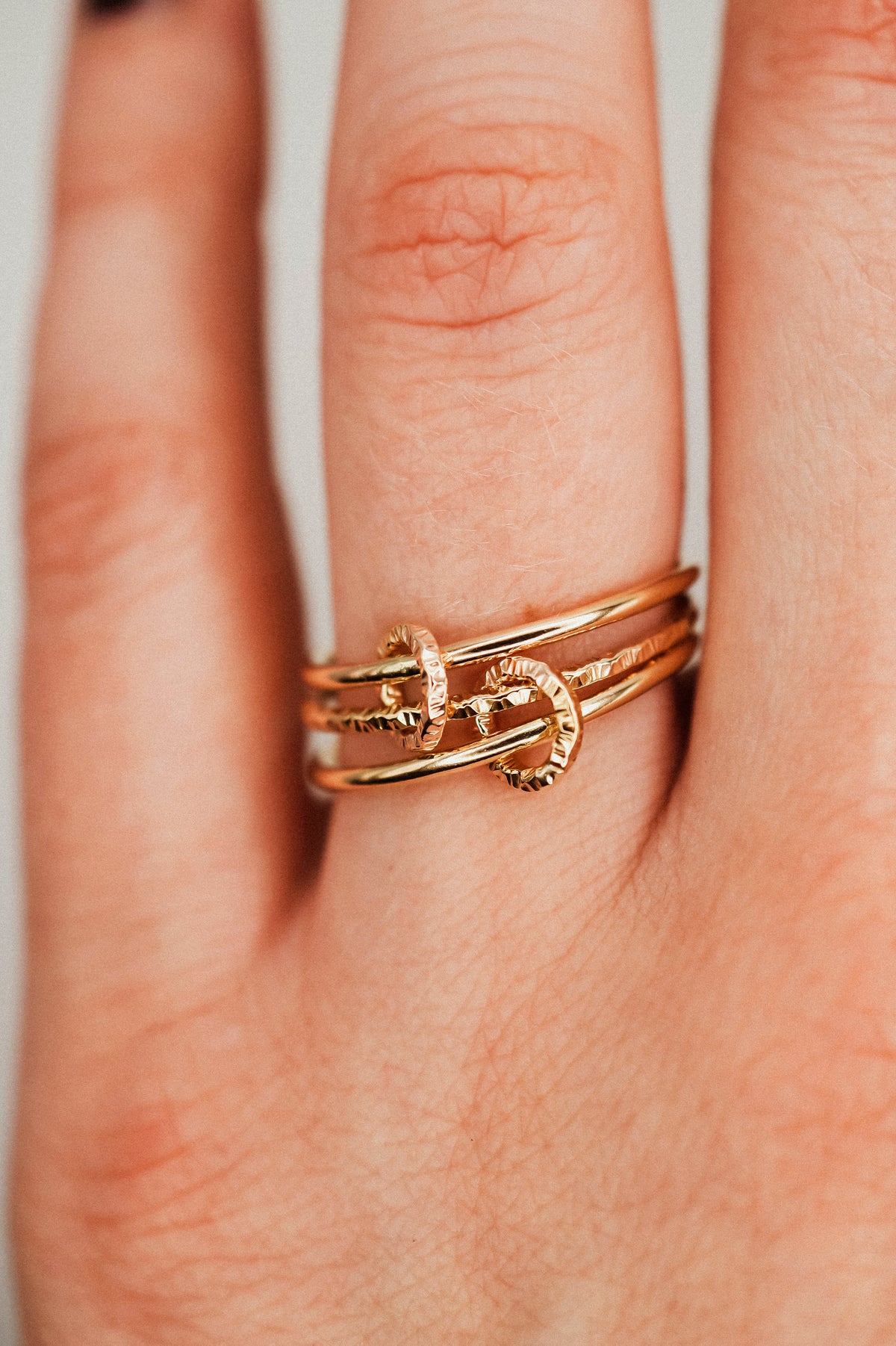 Sparkle Ladder Link Ring, 14K Gold Fill