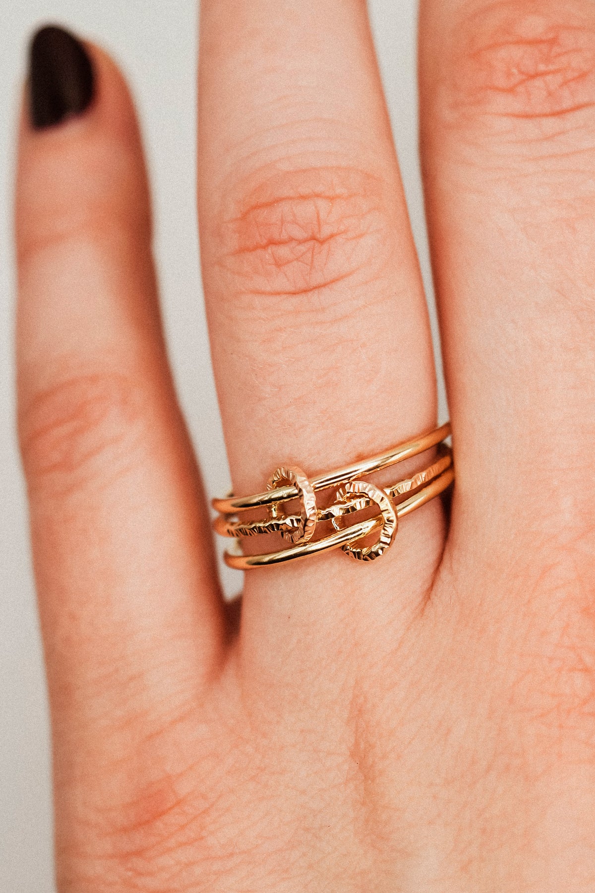 Sparkle Ladder Link Ring, 14K Gold Fill