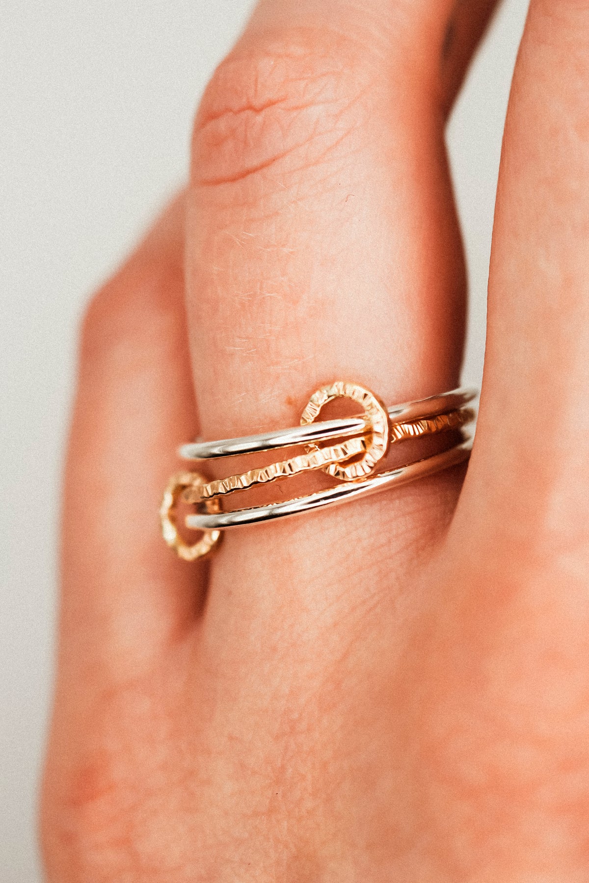 Sparkle Ladder Link Ring, Mixed Metal