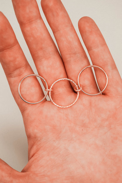 Sparkle Ladder Link Ring, 14K Rose Gold Fill
