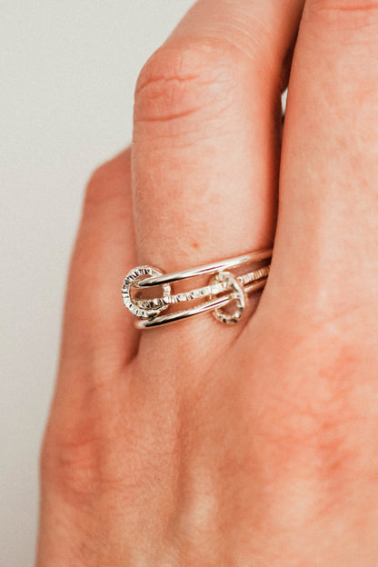Sparkle Ladder Link Ring, Sterling Silver