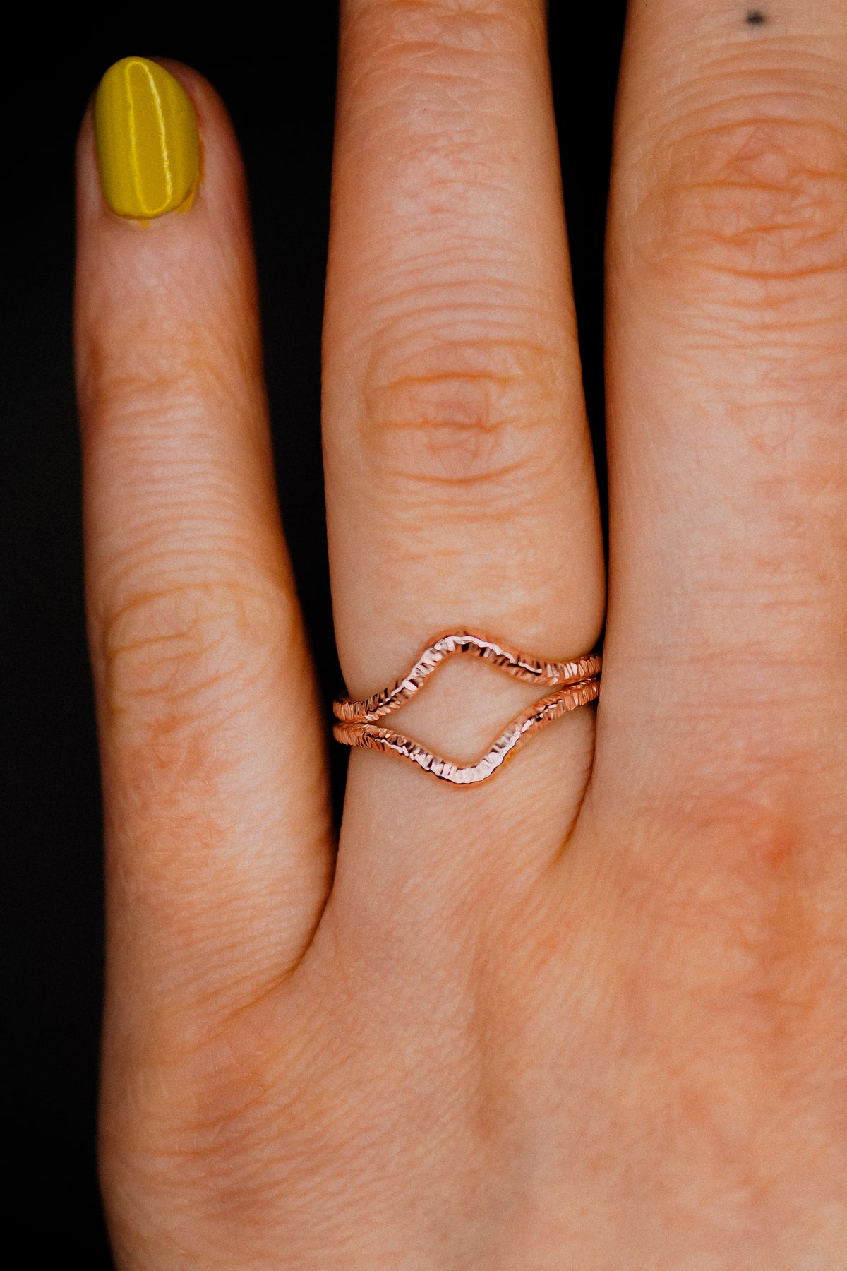 Sparkle Teardrop Set of 2 Stacking Rings in Gold, Rose Gold or Silver